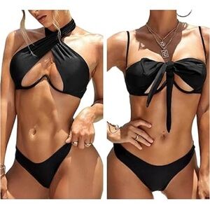 Lilosy NIB Sexy Black Halter Underwire Versatile Bikini